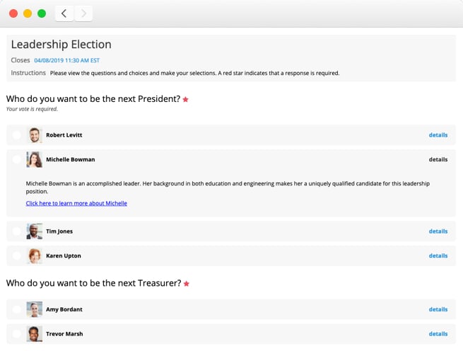 3 voters make selections